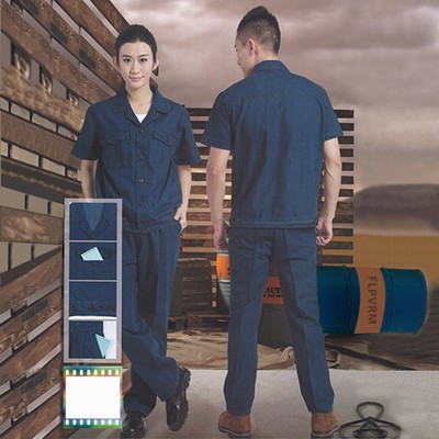 服裝廠家專業定制全棉短袖工作服 勞保短袖工裝 定制短袖廠家批發 量大價優